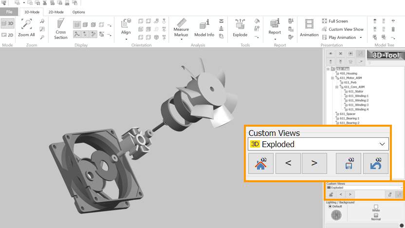 Save exploded views and cross-sections